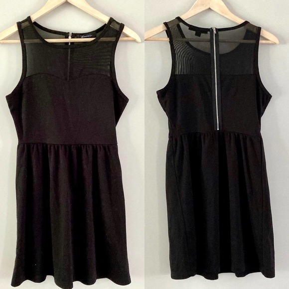 Forever 21 Dresses & Skirts - Forever 21 Black Mini Dress w/ Illusion Neckline